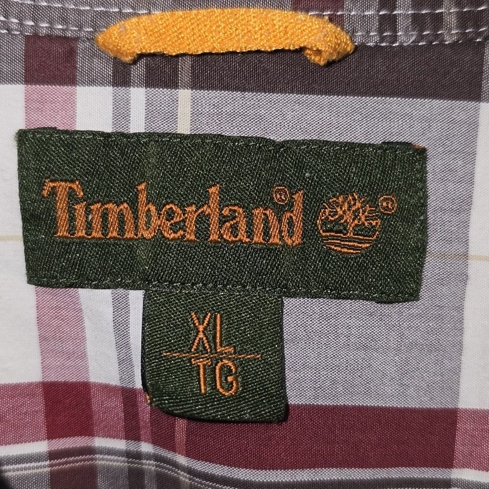 Timberland Plaid Brown Red And White Mens Size XL - Picture 2 of 10
